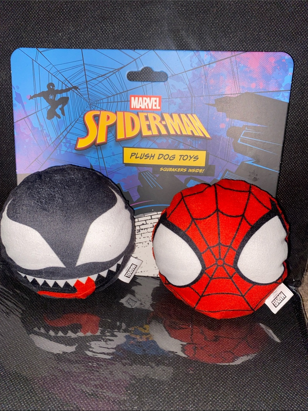 Marvel Spider-Man & Venom Plush Dog Toys - Red, Black & White